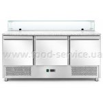 Саладета Hurakan HKN-PZLGV3S 3-х дверна з гранітною поверхнею і склом